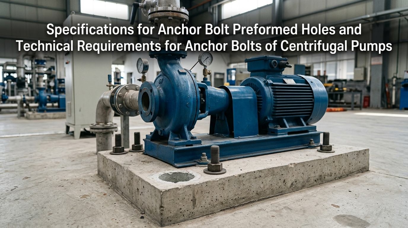 Specificații pentru găurile preformate pentru șuruburi de ancorare și cerințe tehnice pentru șuruburile de ancorare ale pompelor centrifuge